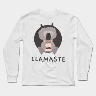 LLamaste,  cute funny slogan, humor slogan, lama Long Sleeve T-Shirt